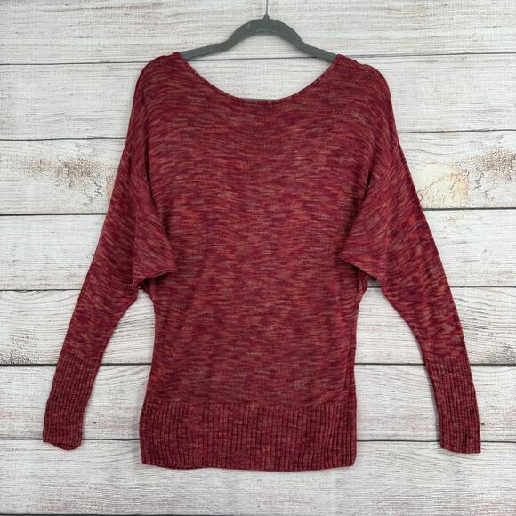 Lucky Brand Boat Neck Stretch Pullover Sweater Womens Medium Red Rust - Picture 2 of 11